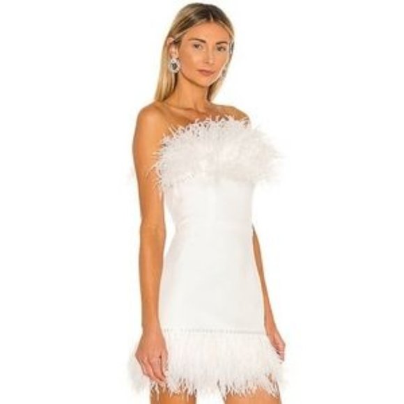 Bronx & Banco Women's Lola Blanc Feather Dress White US sz 8 - Picture 1 of 13